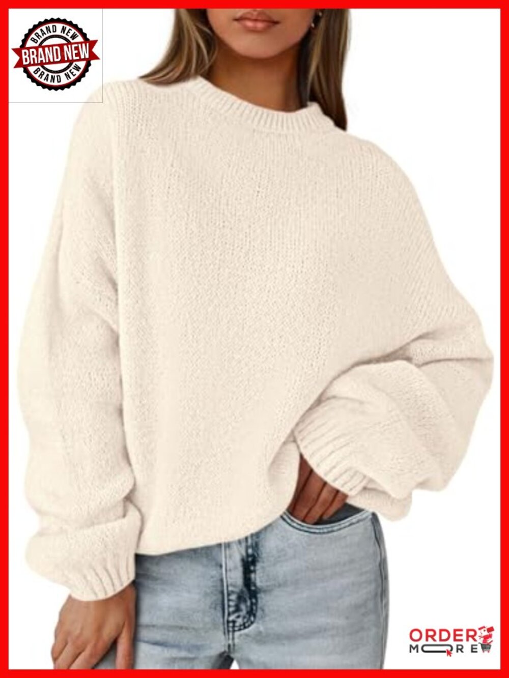 Women's Oversized Chunky Knit Pullover Sweater Drop Shoulder Long Sleeve